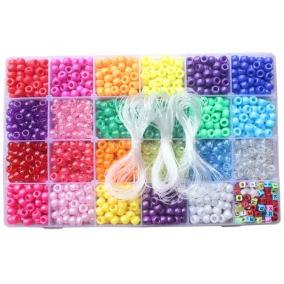 China Acrylic 9*6mm 24 Grids Boxed DIY Handmade Plastic Multi Colored Large Hole Pony Beads Assorted Set for sale