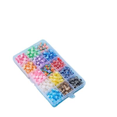 China Rainbow Acrylic Color Striped Resin Plastic Acrylic Loose Beads Kit For Jewelry Making DIY Handmade Craft for sale