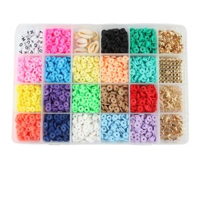 China Colorful Polymer Clay Beads DIY 24 Hoop Kit with Letter Beads for DIY Jewelry Making for Kids for sale