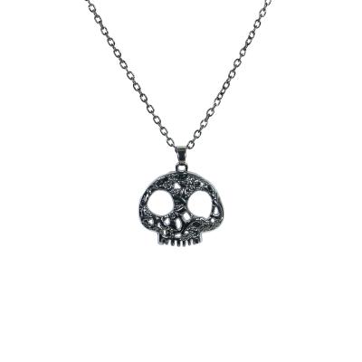 China Halloween Gothic Punk Dark Skull Necklace Metal Style Pendant Necklace For Woman Man for sale