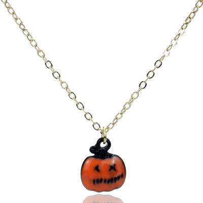 China Halloween Gothic Dark Pumpkin Necklace Dripping Style Metal Pendant Necklace For Woman for sale