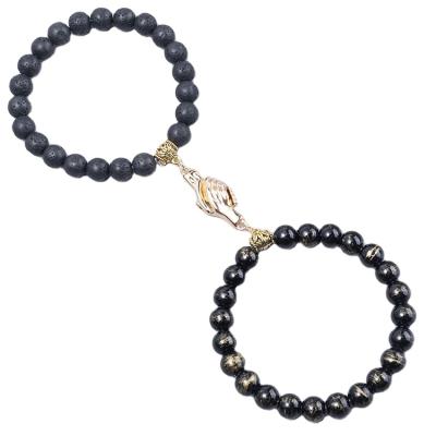 China FASHIONABLE Black White Stretch 8mm Crystal Natural Stone Beaded Bracelets For DIY Couple Bracelets for sale