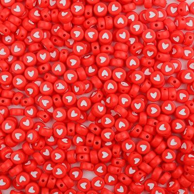 China Bracelets Making 100PCS/7mm Acrylic Love Shaped Flat Beads Heart Beads Solid Color Loose Bead For Jewelry Making for sale