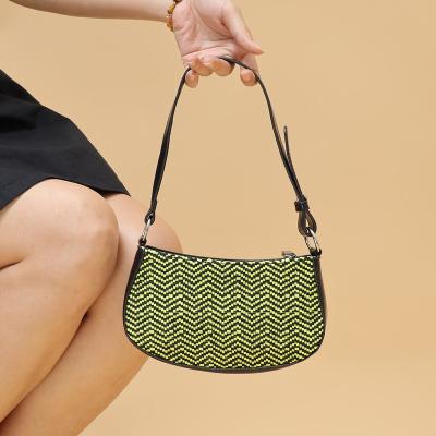 China Custom PU Product Pursesbags Women Ladies Ladies Fashion Cross - Shaped Straw Luxury Editor Women Purses and Body Handbags Women Shoulder Bag for sale