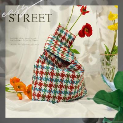 China Custom Designer Fashion Designer Girl Mini Handbags Small Women's Tote Bag Lightweight Handbag With Mixed Color Houndstooth PA for sale