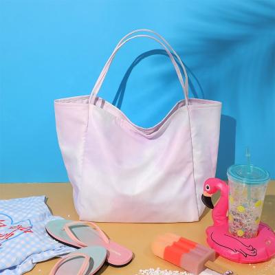 China Custom Fashion Product Tote Bag Cotton Canvas Girl Tote Shoulder Bag Gradient Design One-Shoulder Shopping Bag for sale