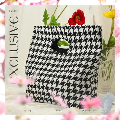 China Custom Designer Women's Designer Fashion Mini Product Packing Classic Houndstooth Tote Bag Women's Handbags Girl's Small Bag for sale