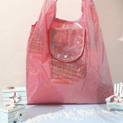 China Custom Clear Plastics Reusable Totes Folding Transparent Bag Product Shape Beach Product Packing Girl Shopping Bag for sale