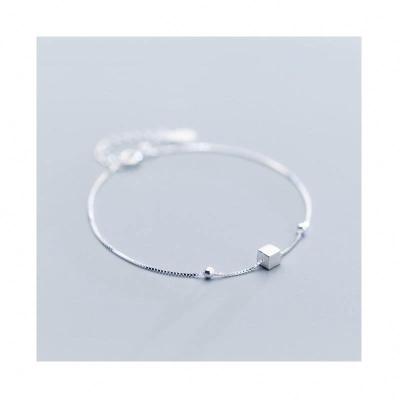 China BS0580 SILVER JEWELRY nickel free 100% trending beautiful 2021 wholesale the new small square silver simple design bracelet for girls for sale