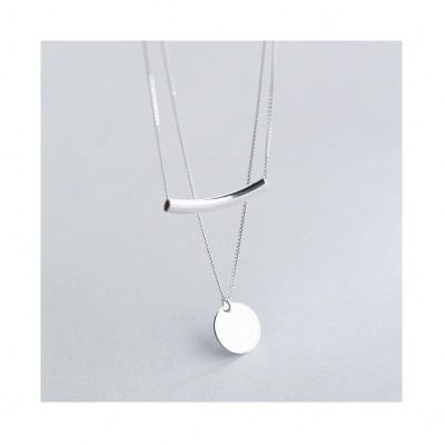 China ND2715 SILVER JEWELRY 2021 Simple Double Layer Long Choker Sterling Silver Chain Necklace 100% New for sale