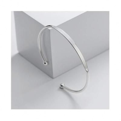 China Korean Women's Bracelet 925 Sterling Silver Flat Bangle Silver Clasp BS4145 Adjustable Nickel Free 925 for sale