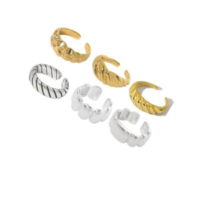 China Hot Wholesale Nickel Free RS109 Sterling Silver Ring Set Girls 18K Gold Plated Adjustable Thick Ziron Rings For Women for sale