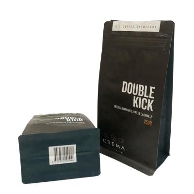 China Moisture Proof Custom Printed Flat Bottom Coffee Bag With Vent Aluminum Foil Bag For Coffee Packaging for sale