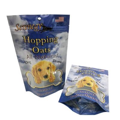 China Custom Digital Printing Clear Matte Plastic Zip Top One Side Dog Treat Moisture Proof Bag With Punch Hole for sale