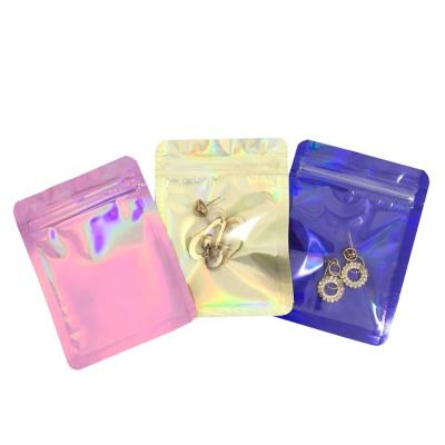 China Small Holographic Bags Resealable Packaging Bag Moisture Proof With Clear Window for sale