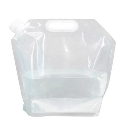 China Moisture Proof Clear Plastic Transparent Drinking Water Stand Up Pouch With Spout 5l Nylon Water Bag for sale