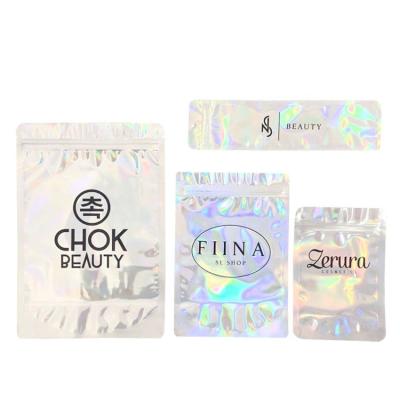 China Security Logo Resealable Holographic Foil Pouch Custom Printed Mylar Ziplock Bags for sale