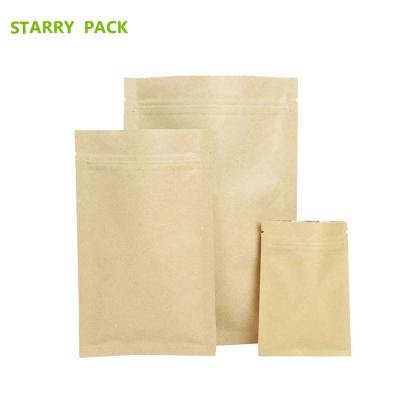 China Moisture Proof Resealable Zipper Heat Seal Kraft Paper Packaging Bags for sale