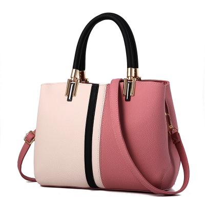 China High Quality Fashionable Design Color New Arrival Water Resistant Contrast PU Ladies Leather Handbags for sale