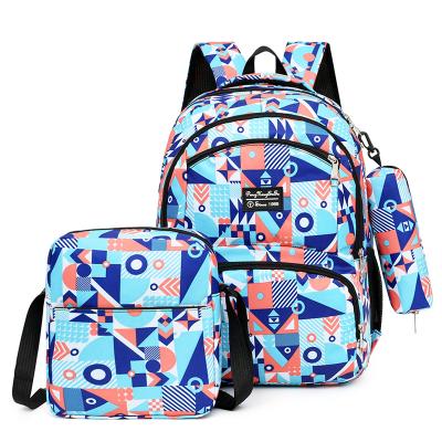 China Anti-theft School Backpack Customized LOGO Student Backpack 3 Sets School Bag For Teenager for sale