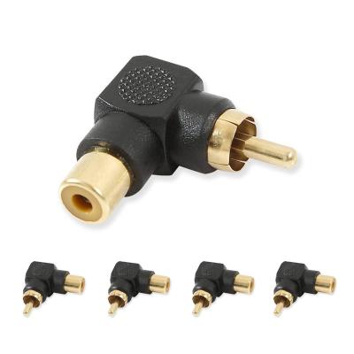 China Free Shipping ABS 90 Degree Right Angle RCA Adapter Male To Female Connector Adapter Audio AV Plug Converter Black for sale