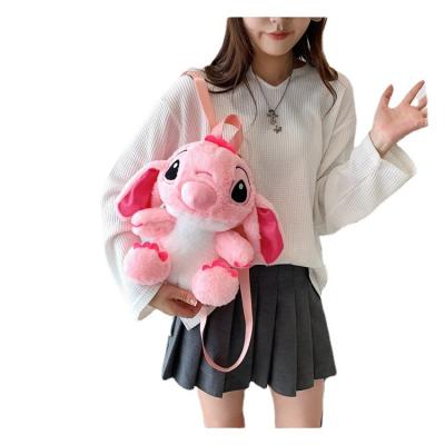 China Cross-Border Trend Good Price Cartoon Character Stitch Plush Backpacks Pink And Blue Stitch Plush Toy Backpack For Kids Birthday Gift for sale