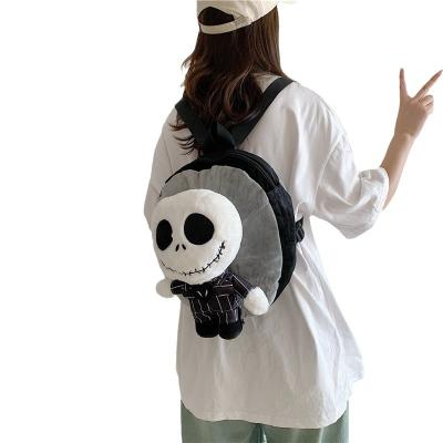 China Cross-Border Trend Wholesale Nightmare Before Christmas Skull Jack Plush Backpack Halloween Jack Plush Backpack For Kids Birthday Gift for sale