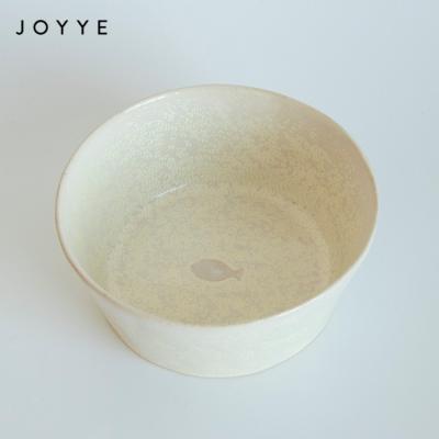 China Joyye High Quality Non-automatic Pet Feeders White Ceramic Pet Food Bowl 1300ml for sale