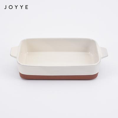 China Sustainable Glaze Shiny Bakeware Heat Resistant Bakeware Joyye Bakery Accessories China White Bakeware Set For Kitchen for sale