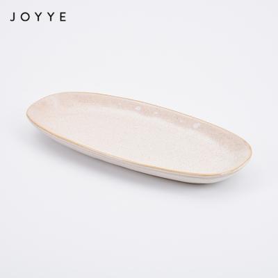 China Joyye Hand Craft Japanese Restaurant Reactive Ceramic Gloss Reactive Sushi Oval Dish, Stoneware Dishes Set Dishes Dishes for sale