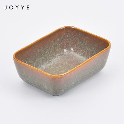 China Joyye hotel and restaurant luster bowl reactive rectangular decorative reactive dessert salad bowl stocked glaze bowl for sale