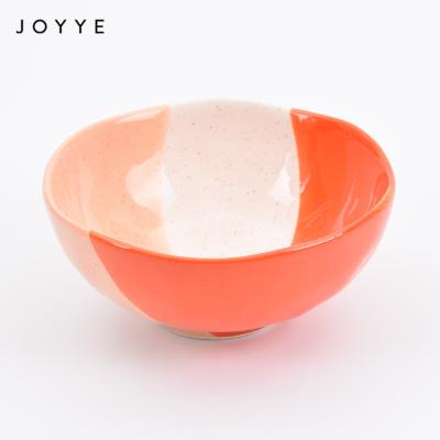 China Joyye Tint Viable Cute Dessert Bowls Ceramic Transparent Clear Glazed Bowl, Glaze Ceramic Shiny Soup Bowl For Daily Use for sale