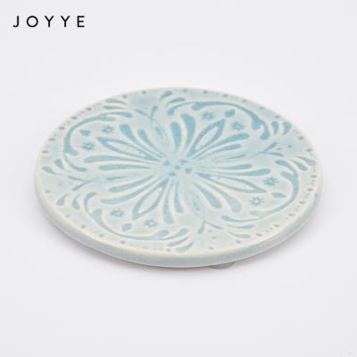 China Reactive Ceramic Tea Coaster Diy Chandelier Joyye Reactive Chandelier Viable Custom Reactive Tableware 10cm for sale