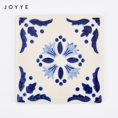 China Joyye Glossy Stocked Luster Stoneware Coaster Sets Custom Printed Coasters With Cork Base For Table Protection for sale