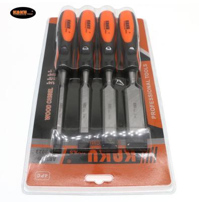 China KAKU Zhejiang Jinhua 4pcs Oblique Lathe Chisel Wood Carving Rotating Set of Chisels Tools Chisels for Wood for sale