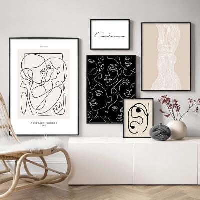 China Modern Abstract Line Art Canvas Wall Living Room Decor Minimalist Print Painting Nordic Black White Body Picture Woman Poster for sale