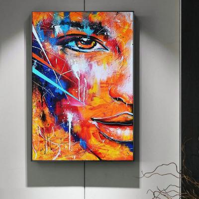 China Orange classic WOMEN'S FACES - abstract figurative painting - modern art graffiti canvas print for sale