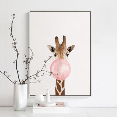 China Modern Cartoon Modern Painting Picture Wall Print Canvas Simplicity Animal Poster For Kids Room Wall Art for sale