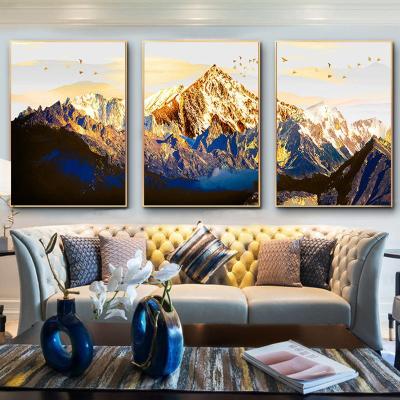 China Modern Gold Abstract Nordic Decorative Picture Canvas Painting Map Landscape Mountain Snow Mountain Snow Home Decor Modern Art Print Poster Picture Wall for sale