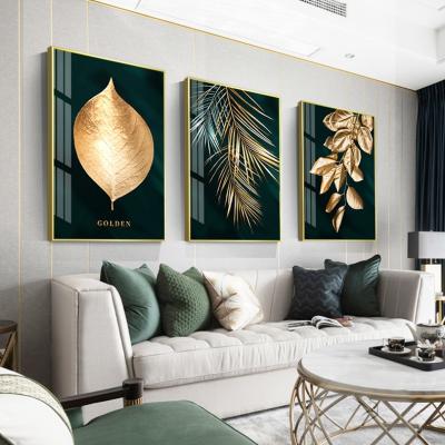 China Gold Leaf Art Crystal Porcelain Abstract Decorative Wall Painting For Home Decor Hotel for sale