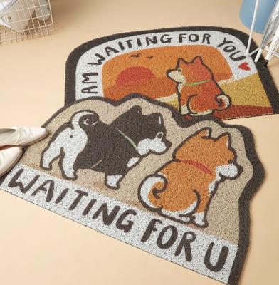 China Washable Creative Shiba Inu Dog PVC Coil Mat Floor Mat Cover Hallway Carpet Dust Removal Carpets for sale