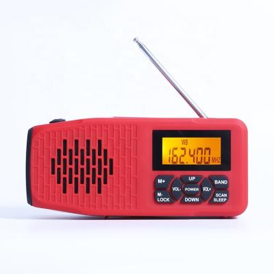 China XSY-098D LED Screen AM/FM/WB Hand Crank Alarm Clock Digital NOAA Solar Portable Signal Radio Rechargeable 2000mAh Battery for sale