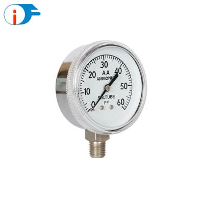 China For Ammonia Ambient Pressure 316L Test Tube Best Quality ASME B40.1 Ammonia Gauge Pressure Gauges for sale