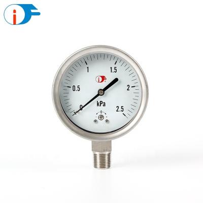 China For the most corrosive media with small pressure and environments use. 0.5-0-60KPa Aneroid Pressure Range Manometer All SS Low Pressure Gauge for sale