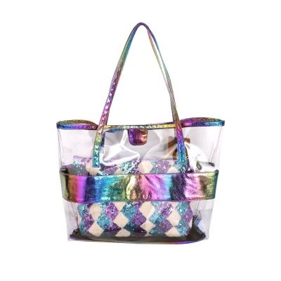 China Fashion High Quality Transparent Sequins Geometry Kids Cross-body Hanging Bag for sale