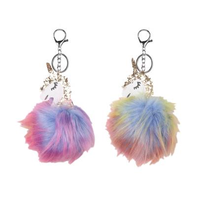 China New Fashion Gift PU Unicorn Hair Metal Ball Head Button Imitation Fox Hair for sale