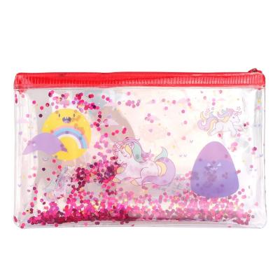 China Portable Gift Glitter PVC Oil Unicorn Kids Pencil Bag for sale