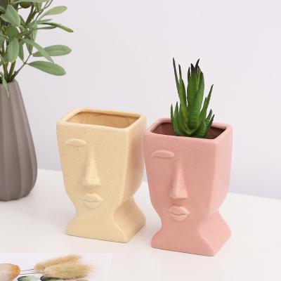 China Minimalist Personality Planter Flower Pot Indoor Nordic Ceramic Succulent Flower Pots Face Planter For Home Decoration for sale