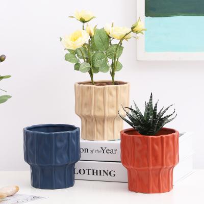 China Nordic Minimalist Colorful Ceramic Simple Planter Pot Indoor Succulent Flower Pot INS Planter Pot For Home Decor for sale