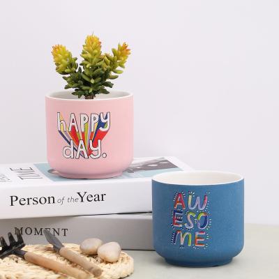 China Wholesale Custom Minimalist Plant Pot Colorful Ceramic Plant Flower Pots Garden Plant Pots Ceramic Succulent Pots for sale